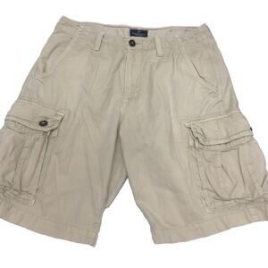 American Eagle Cargo Shorts Mens 34 Tan Brown Longer Length Pockets Skate